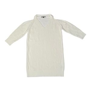 Boston Proper Cold Shoulder Sweater Dress V Neck Winter White Size M Retail $120